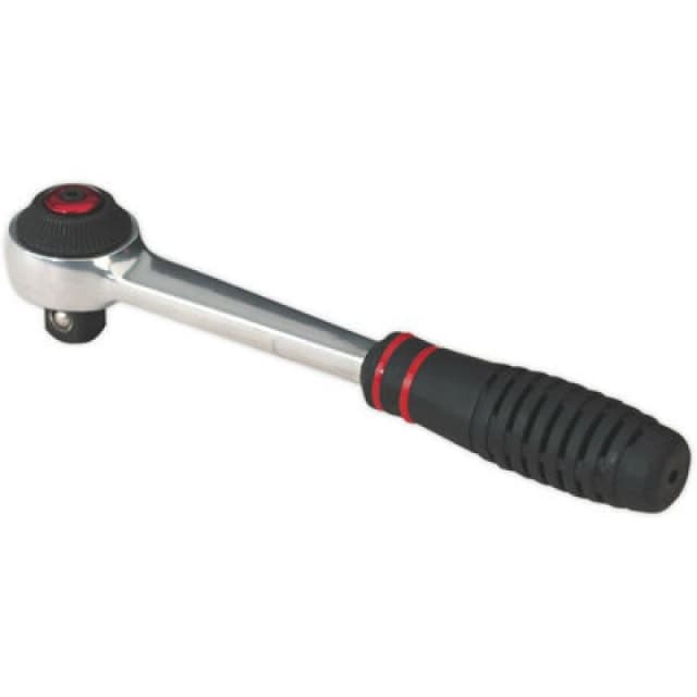 Loops 72-Tooth Ratchet Wrench - 1/4" Sq Drive - Rubber Grip Handled Steel Wrench Metallics