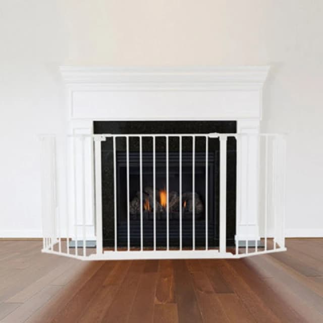 Safetots Multi Panel Fire Surround, 69Cm Deep X 118Cm Wide, White, 70Cm Tall, Child And Pet Safety, Baby And Toddler Fire Guard