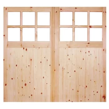 LPD 6 Panel Ledged and Braced Unfinished Redwood with Obscure Glazing External Single Garage Door - 1981mm x 2135mm (78 inch x 84 inch)