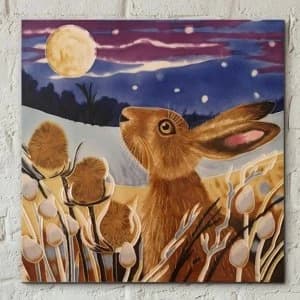 Tile 8x8 Moon Gazing Hare By Judith Yates Wall Art