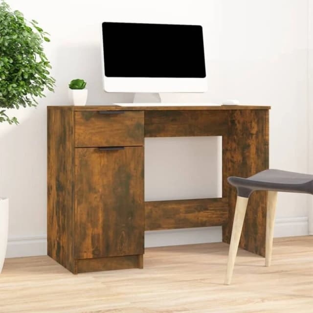 Vidaxl Desk Smoked Oak 100X50X75cm Engineered Wood, Brown 817126