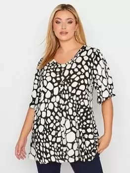 Yours Pebble Print Top - Black/White, Size 18, Women