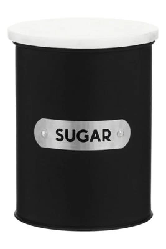 Orsina Functional Design Black Enamel Sugar Canister, Chic Design Metal Canister, Durable Stainless Steel Canister