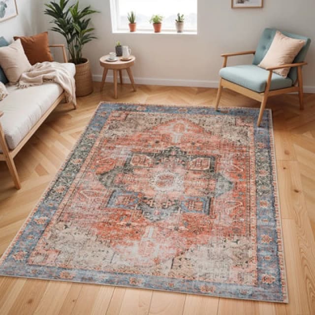 Livabliss Machine Washable Traditionnal Boho Brown/tan/ivory Lana Area Rug 200 X 275cm - Easy Care, Ideal For Living Room & Bedroom