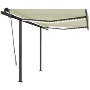 Manual Retractable Awning with LED 3.5x2.5 m Cream Vidaxl Cream