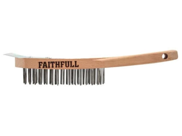 Faithfull Lightweight Scratch Brush With Scraper Four Row Fai5804Srf