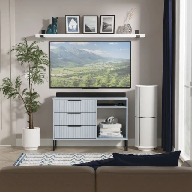 Ready Assembled 2 U Menai 3 Drawer TV Unit (Ready Assembled) in Light Blue Light Blue Unisex