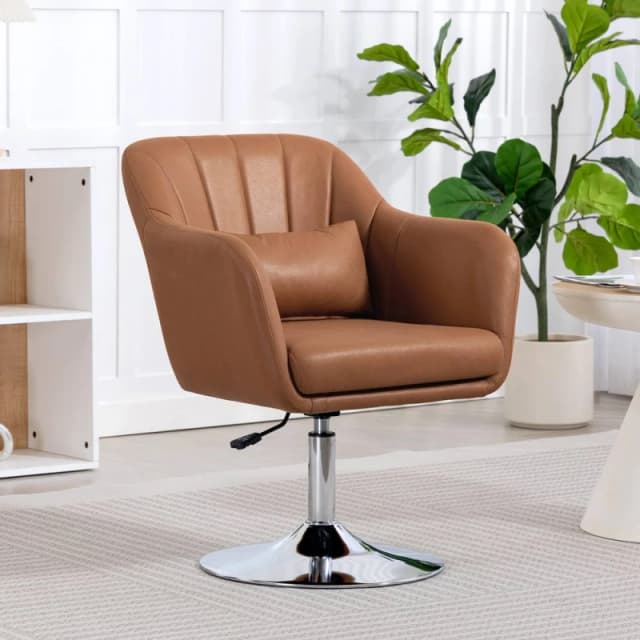Homcom Stylish Retro Swivel Tub Chair - Dark Brown, Brown 833-757V73BN