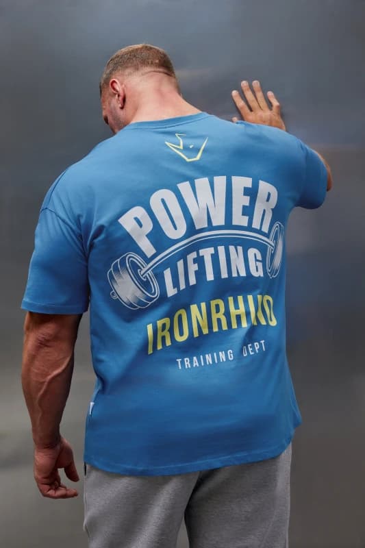 BadRhino BadRhino Men Mens 'Power Lifting' Gym T-Shirt in Blue Size: 3X-Large Blue XXXL Male 5063111840632