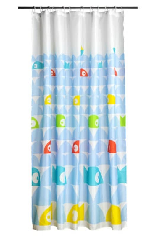 Premier Housewares Shower Curtain-Hooks Fish Design Polyester Shower Curtain Multi