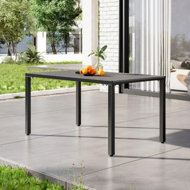 Breeins 150cm Woodon Table with Parasol Hole Grey Grey unisex One size