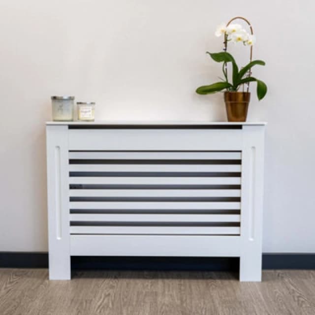 Jack Stonehouse White Horizontal Slat Mdf Radiator Cover - Medium - 112Cm (W) X 81.5Cm (H) X 19Cm (D)