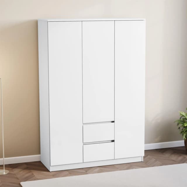 Lassic Glinton High Gloss 3 Door 2 Drawer Wardrobe White unisex One Size