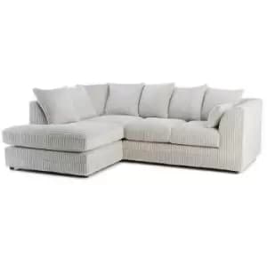 Canolo Luxury LHF Corner Chaise Jumbo Cord Sofa - Cream - Cream