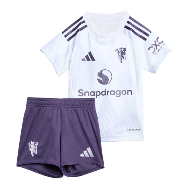 adidas Manchester United Away Minikit 2025 2026 Babies Domestic Replica Minikits 3-6 Months White 37867801060