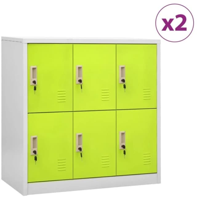 VIDAXL Locker Cabinets 2 pcs Light Grey and Green 90x45x92.5cm Steel Vidaxl 8720286847763