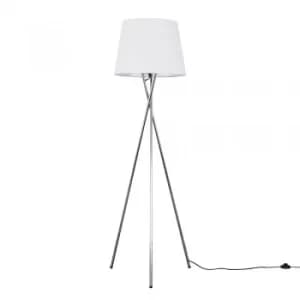 Camden Chrome Tripod Floor Lamp with XL White Aspen Shade