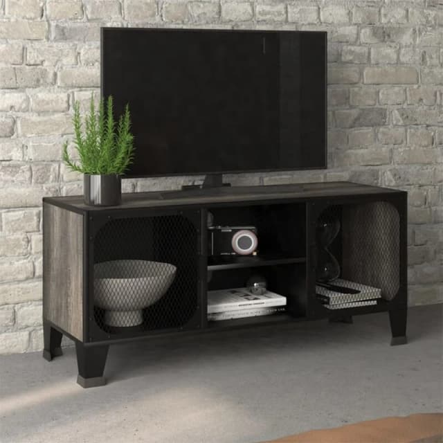 vidaXL TV Cabinet Grey 105x36x47cm Metal and Mdf, Grey 335910