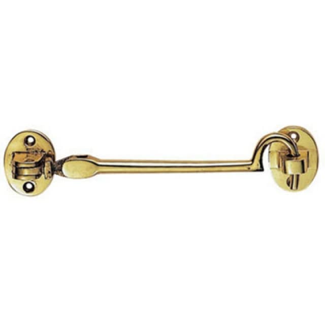 Loops Heavy Duty Cabin Hook & Eye Polished Brass 254mm Arm Cabinet Hatch Lock Metallics