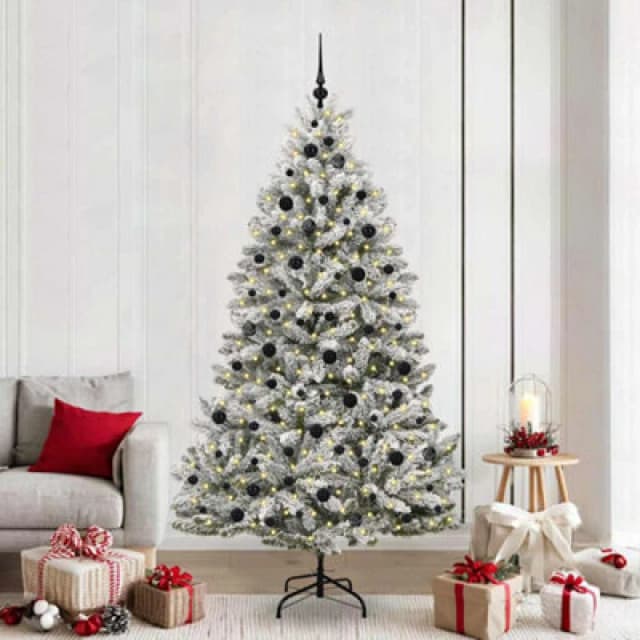 Vidaxl Artificial Christmas Tree Green And White 210 Cm Pvc And Metal