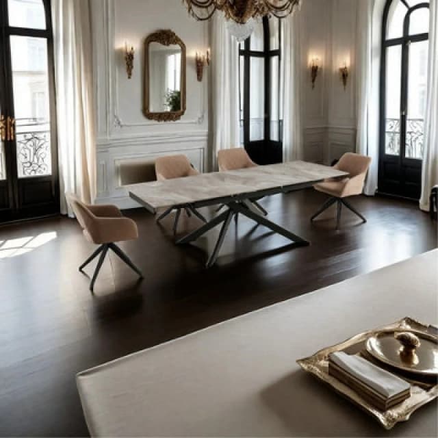 Ds Living Zaira Marble Pattern Sintered Stone Dining Room Table