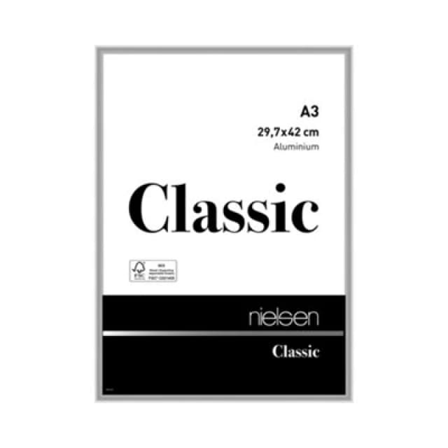 Nielsen Classic Polished Silver Aluminium Picture Frame A3, 29.7X42Cm - With Float Glass And Push/turn Clips