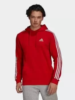 adidas Essentials Fleece 3-stripes Hoodie, Red Size XS Men