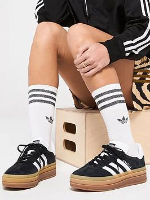 adidas Originals Gazelle Bold Trainers Black/White/Gum female 8 (42)