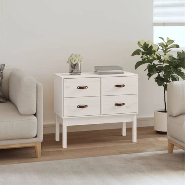 Vidaxl Console Cabinet White 90X40X78cm Solid Wood Pine, White 821740