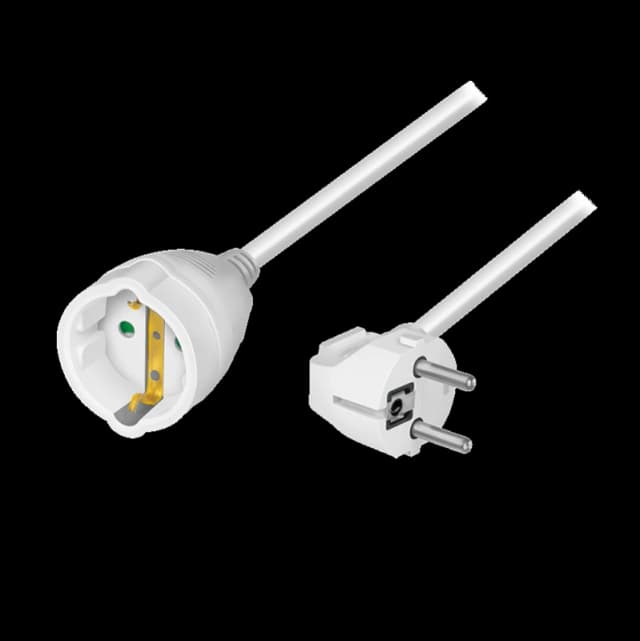 LogiLink Power cord extension. CEE 7/7 (90 ) to CEE 7/3. white. 2 m