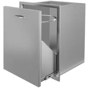 Stainless Steel Trash Drawer With Trash Bag Ring & Square Cut-Out Lower Sliding Rails Waterproof
