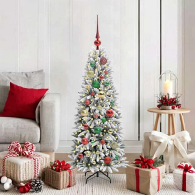 vidaXL Artificial Christmas Tree with 150 LEDs, Multicolour Balls White 53 x 53 x 120 cm, White 3396029