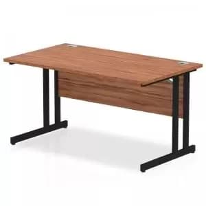 Impulse 1400 x 800mm Straight Desk Walnut Top Black Cantilever Leg