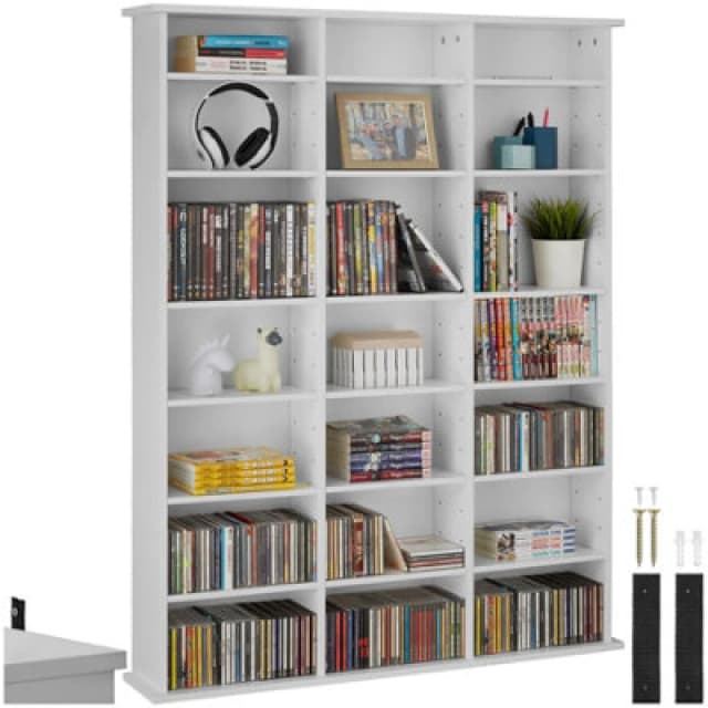 Tectake Shelves Stevie - 21 Compartments, Height-Adjustable, Removable Shelves - White Matt