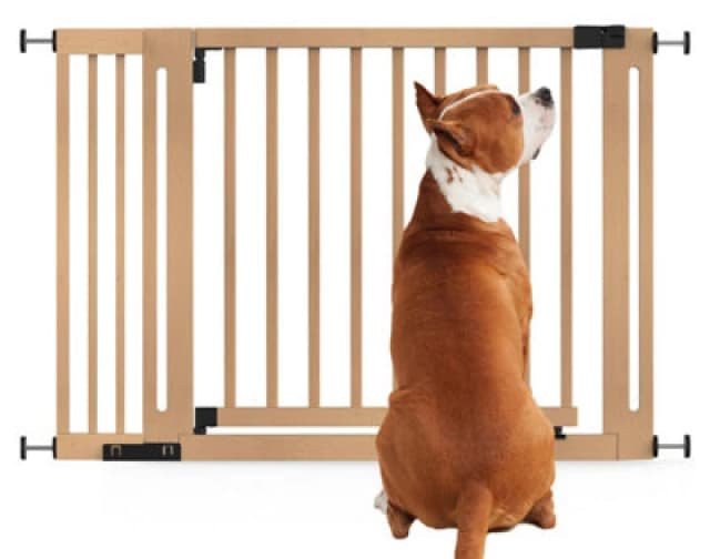 Bettacare Wooden Elegance Dog Gate, Natural, 115Cm - 123Cm, Pressure Fit Pet Gate, 73Cm Extra Wide Doorway, Easy Installation