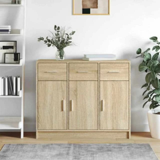 VIDAXL Sideboard Sonoma Oak 91x28x75cm Engineered Wood Vidaxl 8720845886905