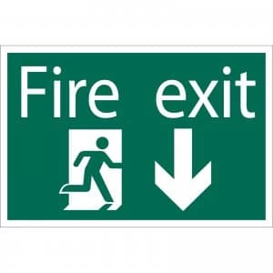 Draper Fire Exit Arrow Down Sign 200mm 300mm Standard