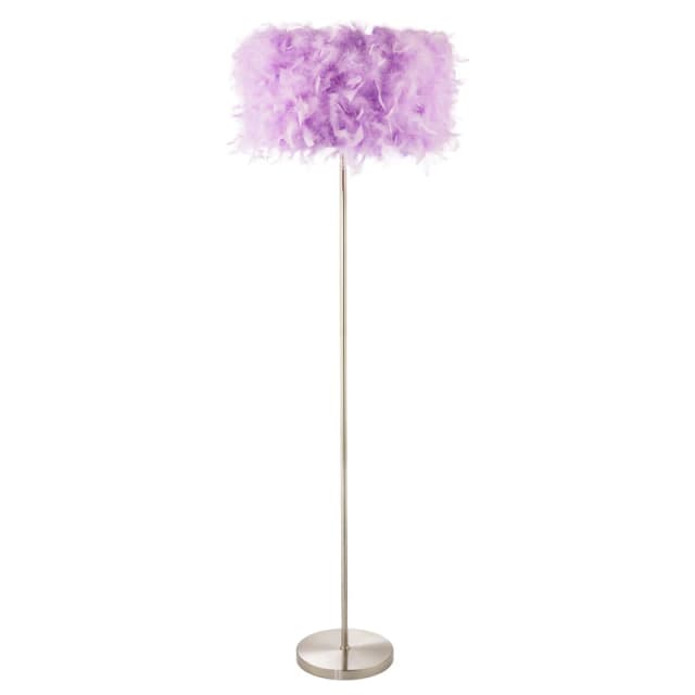 Happy Homewares and Chic Real Feather Floor Lamp with Satin Nickel Base & Switch in Lilac Lilac Unisex