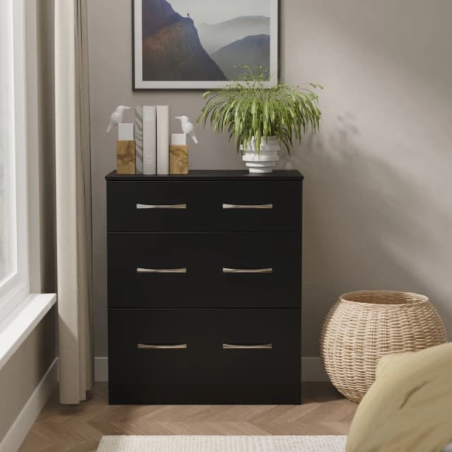 Ready Assembled 2 U Hampshire 3 Drawer Deep Chest (Ready Assembled) in Black Unisex
