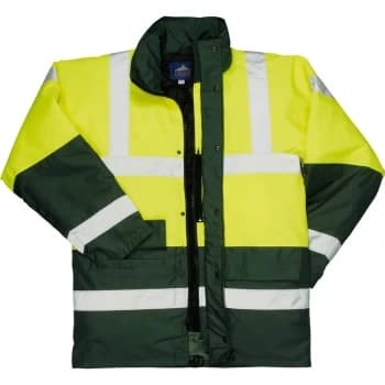 Oxford Weave 300D Class 3 Hi Vis Contrast Traffic Jacket Yellow / Green S