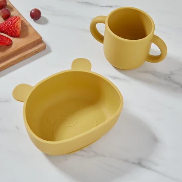 Homelife Bear Bowl & Cup Set - Yellow Yellow One Size