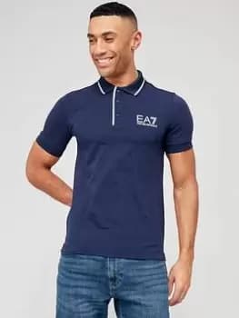 EA7 Emporio Armani Stretch Cotton Polo Shirt - Navy, Size 2XL, Men