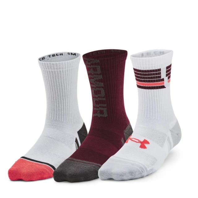Under Armour Armour UA Performance Tech 3 Pack Crew Socks Kids - Red Red 4 -8
