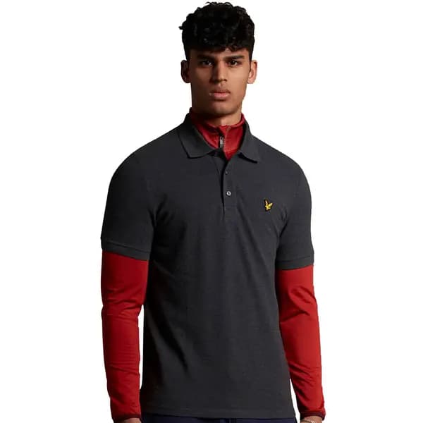 Lyle & Scott Mens Plain Organic Cotton Polo Shirt S - Chest 36-38' (91-96cm) CHARCOAL MARL LYL113-398-S
