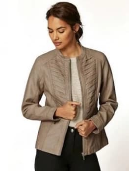 Wallis Petite Gothic PU Jacket - Camel, Camel, Size 18, Women