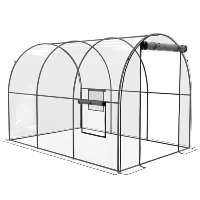 Outsunny 3 x 2 x 2m Polytunnel Greenhouse with Door, Windows, Steel Frame, Clear 84H-070V00CR