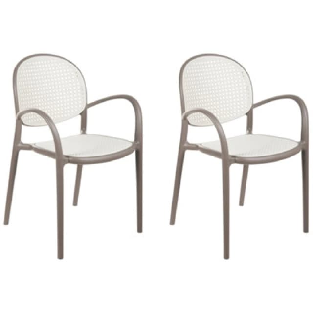 Beliani Set Of 2 Garden Chairs Povoletto Synthetic Material Light Brown