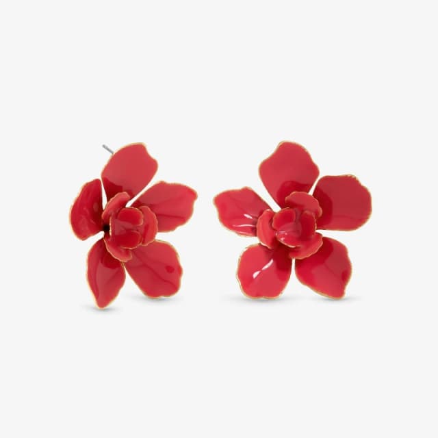 Mood Gold Pink Floral Earrings Gold female One Size