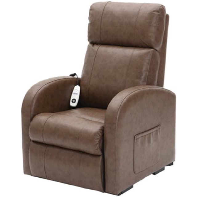 Loops Single Motor Rise and Recline Lounge Chair - Nutmeg PU Leather Material Multi
