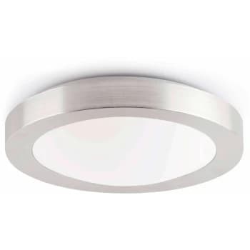 Faro Logos-2 - 2 Light Medium Round Bathroom Flush Ceiling Light Aluminium, White IP44, E27